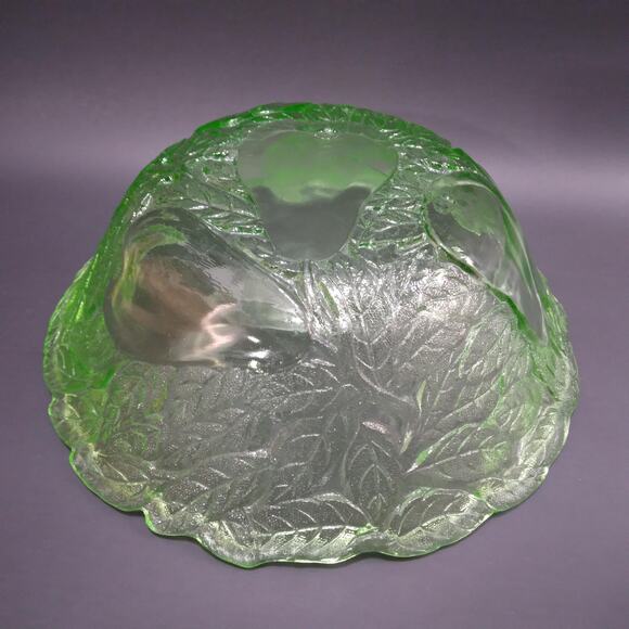 Rare Uranium Glass 9.25" Deep Bowl Vtg Indiana Glass No 601 Avocado Sweet Pear - Picture 8 of 10